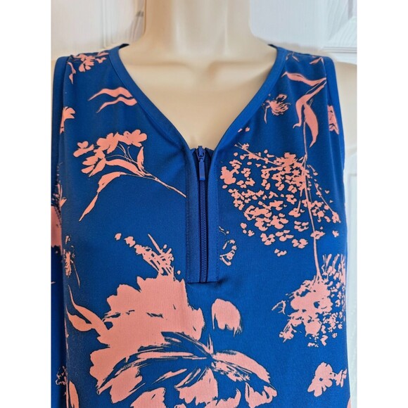 J.JILL  Sleeveless Active Dress Short Sz XS Blue Peach Floral 1/4 Zip Knit Beach - Picture 6 of 10